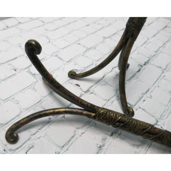 Pair of 10" Metal Candle Holders Wrapped in Poinsettia Flower Design Metal Band - Picture 6 of 7